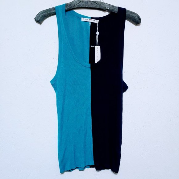 Trina Turk Racerback Ribbed Stretch Tank Top Idyllwild Tank Racerback Size XXL - Picture 1 of 6